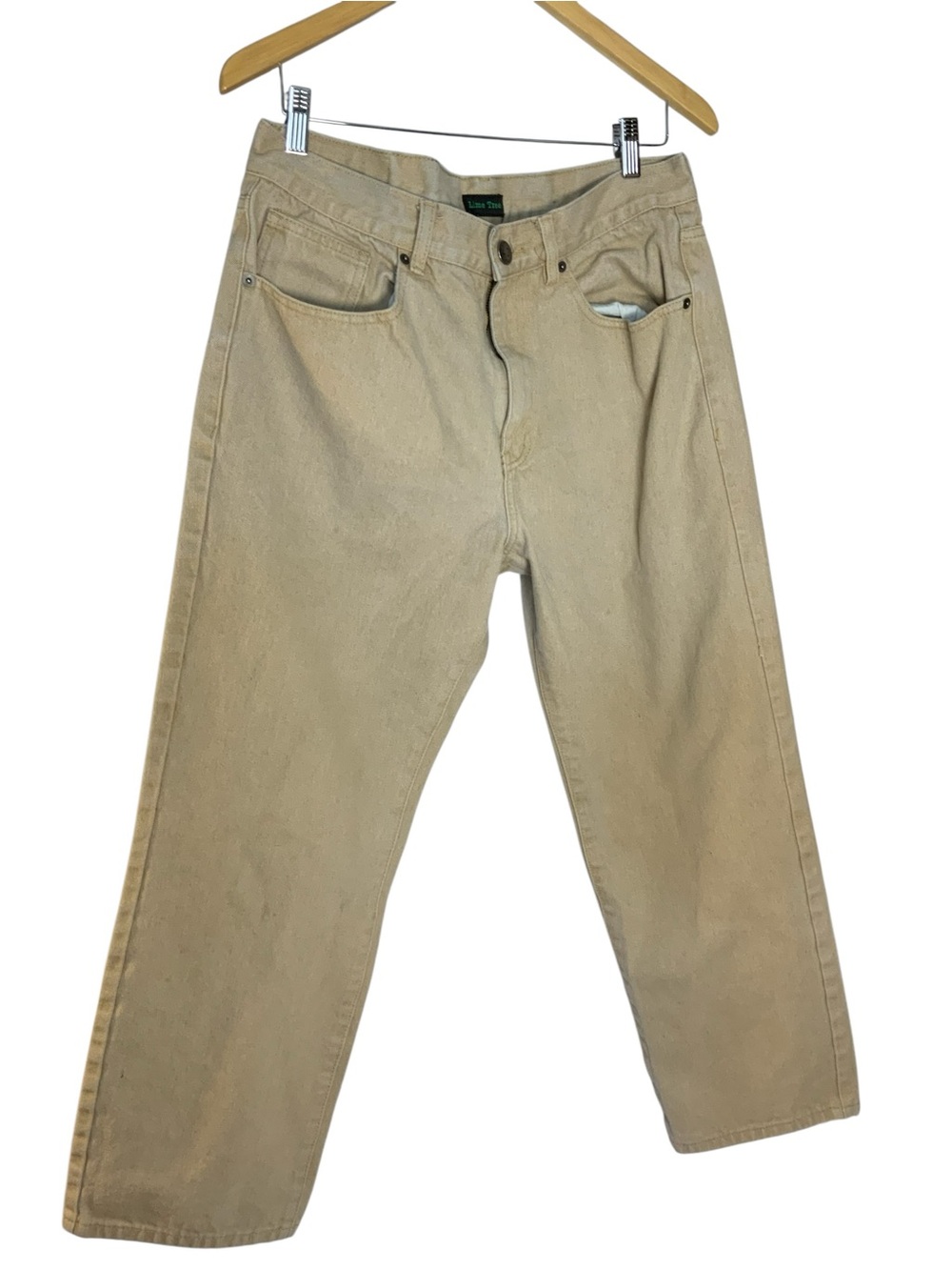 Beige Straight-Leg Jeans